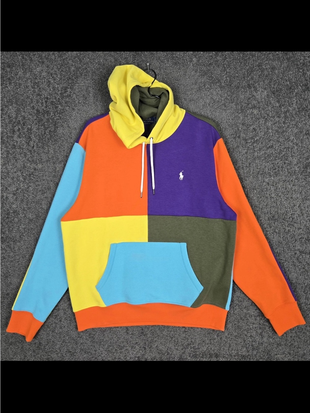 Big and Tall Polo by Ralph Lauren Colorblock Hoodie in Orange, Purple & Yellow